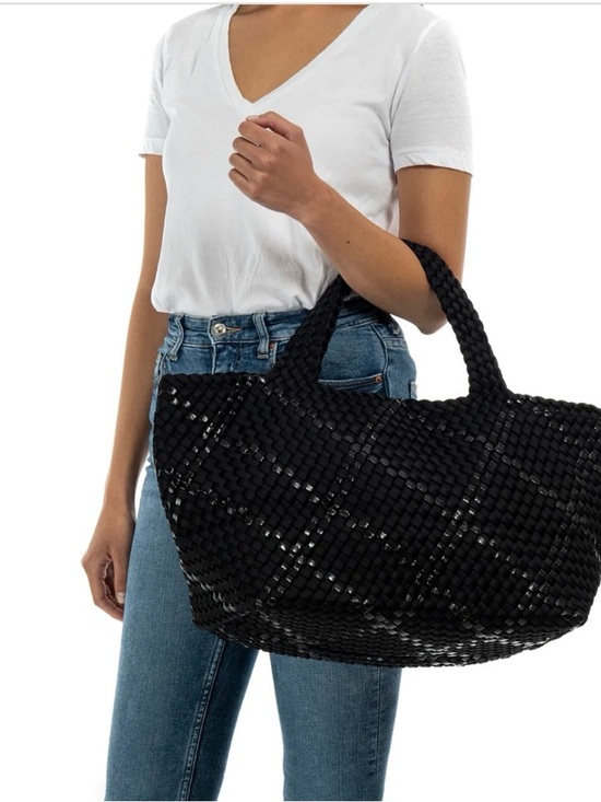 HAUTE SHORE Handbags - HAUTE SHORE Black Woven Tote with Shimmer Detail